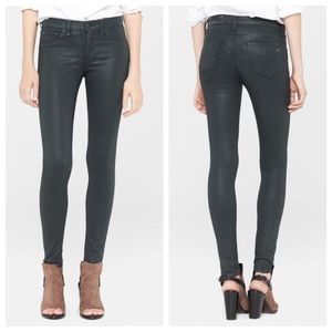 Rag & bone The Legging coated denim jeans in green gables, 30